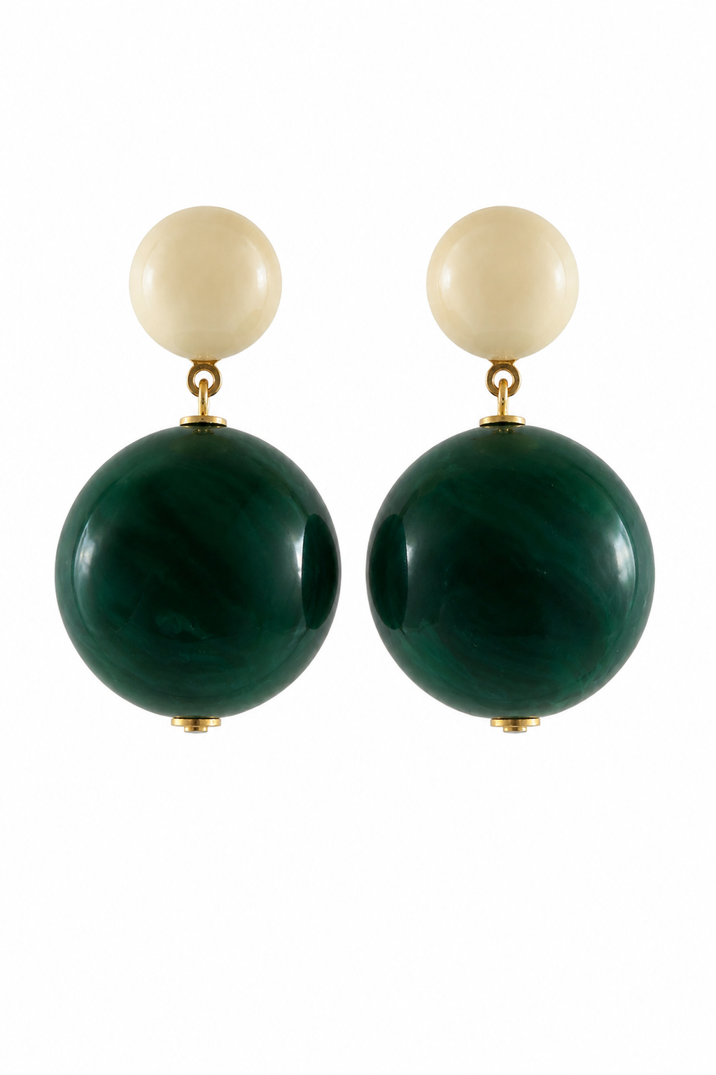 SALMA EARRINGS IVORY/GREEN MARBLE
