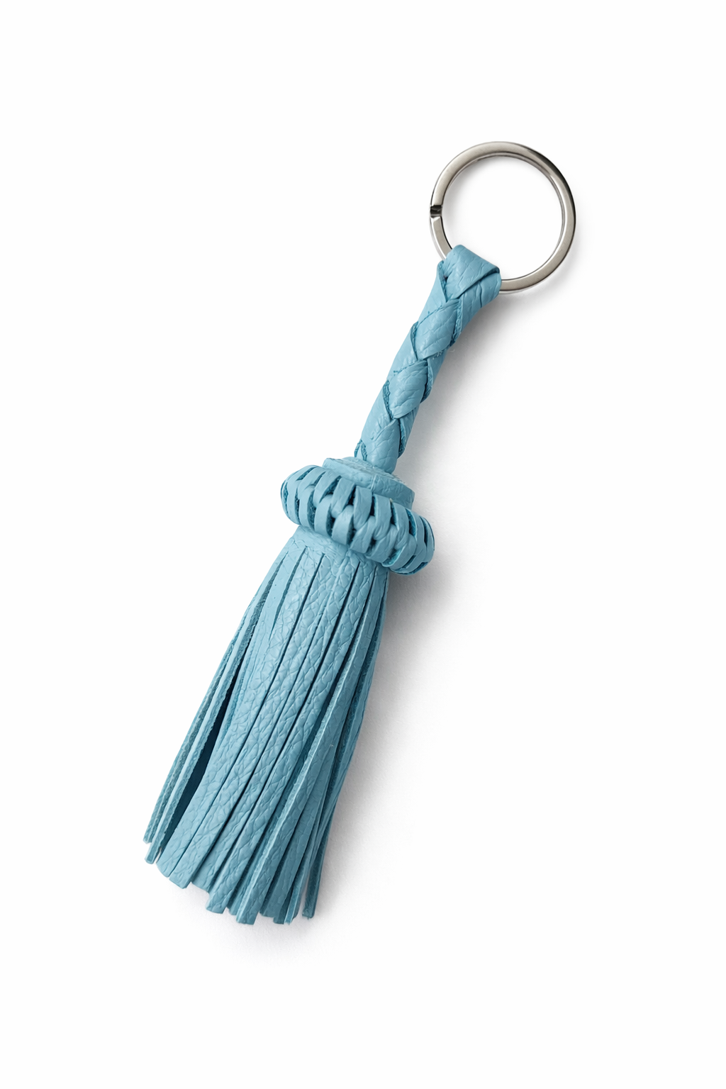 LEATHER TASSEL KEYCHAIN POWDER BLUE