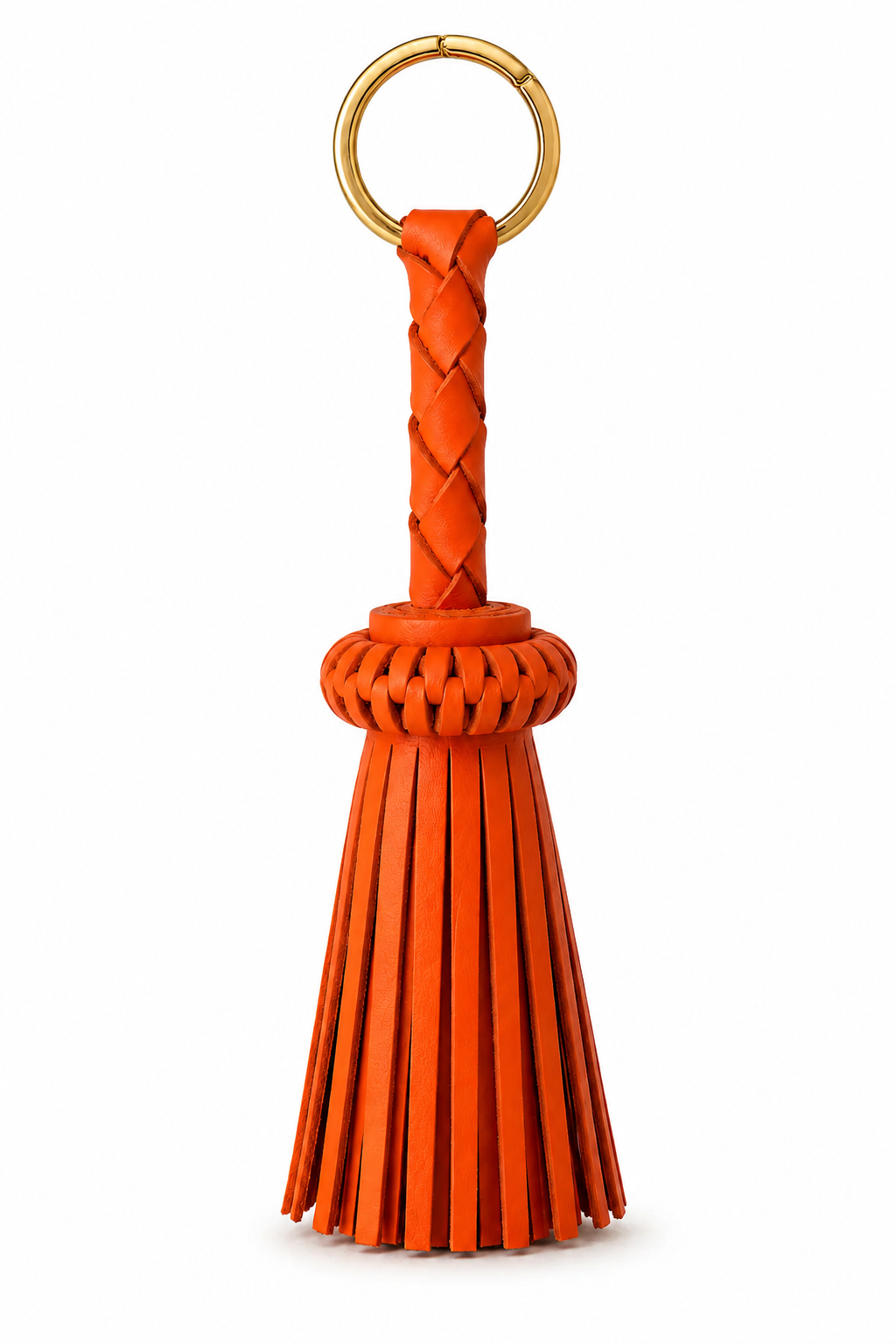 LEATHER TASSEL KEYCHAIN TANGERINE, GOLD