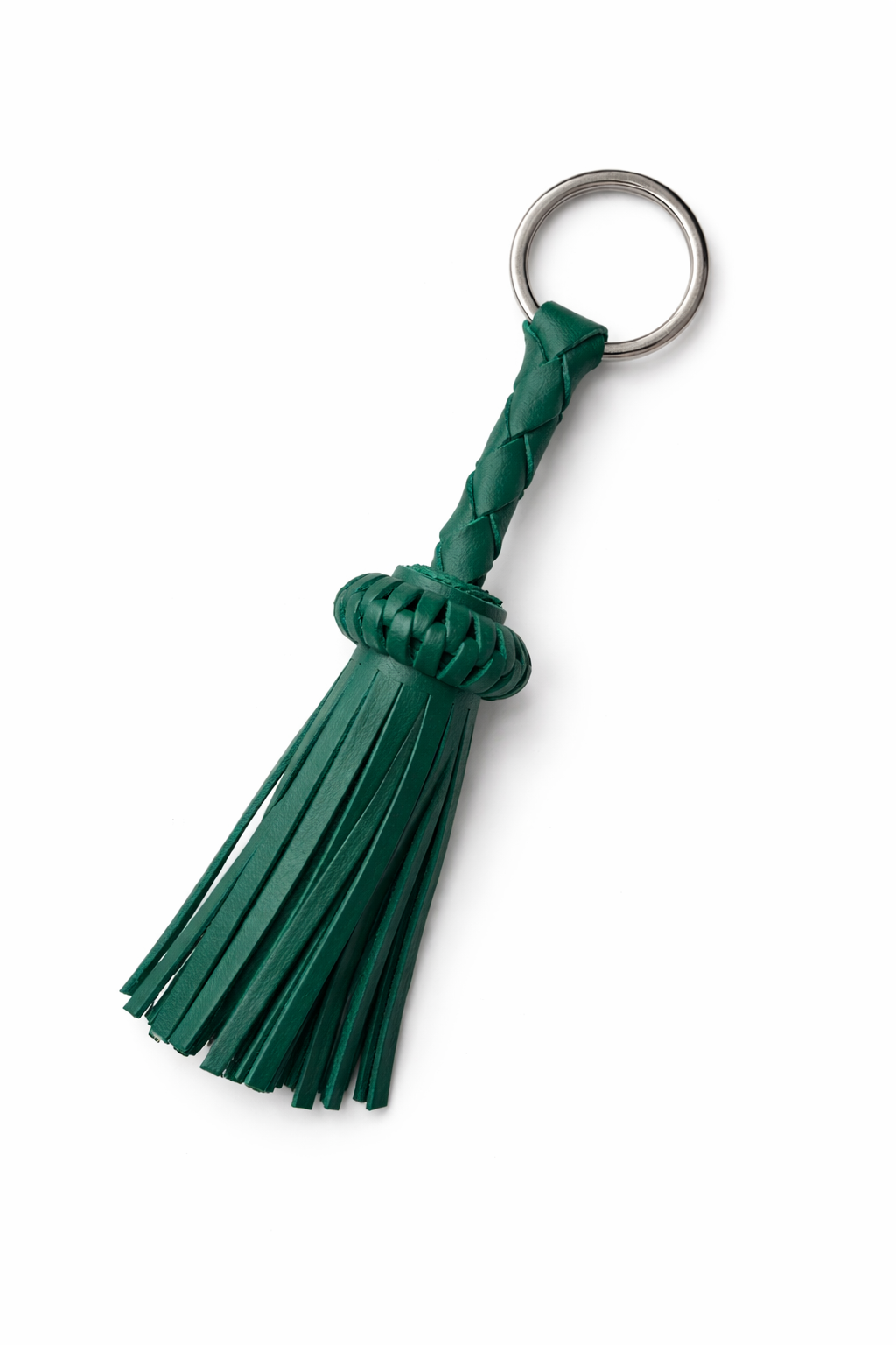 LEATHER TASSEL KEYCHAIN EMERALD