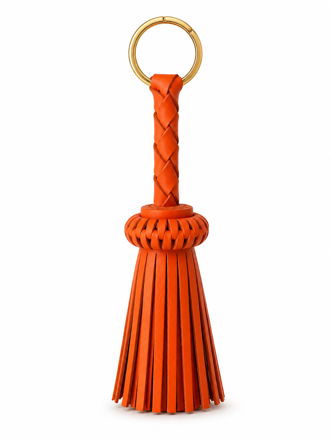 LEATHER TASSEL KEYCHAIN TANGERINE, GOLD