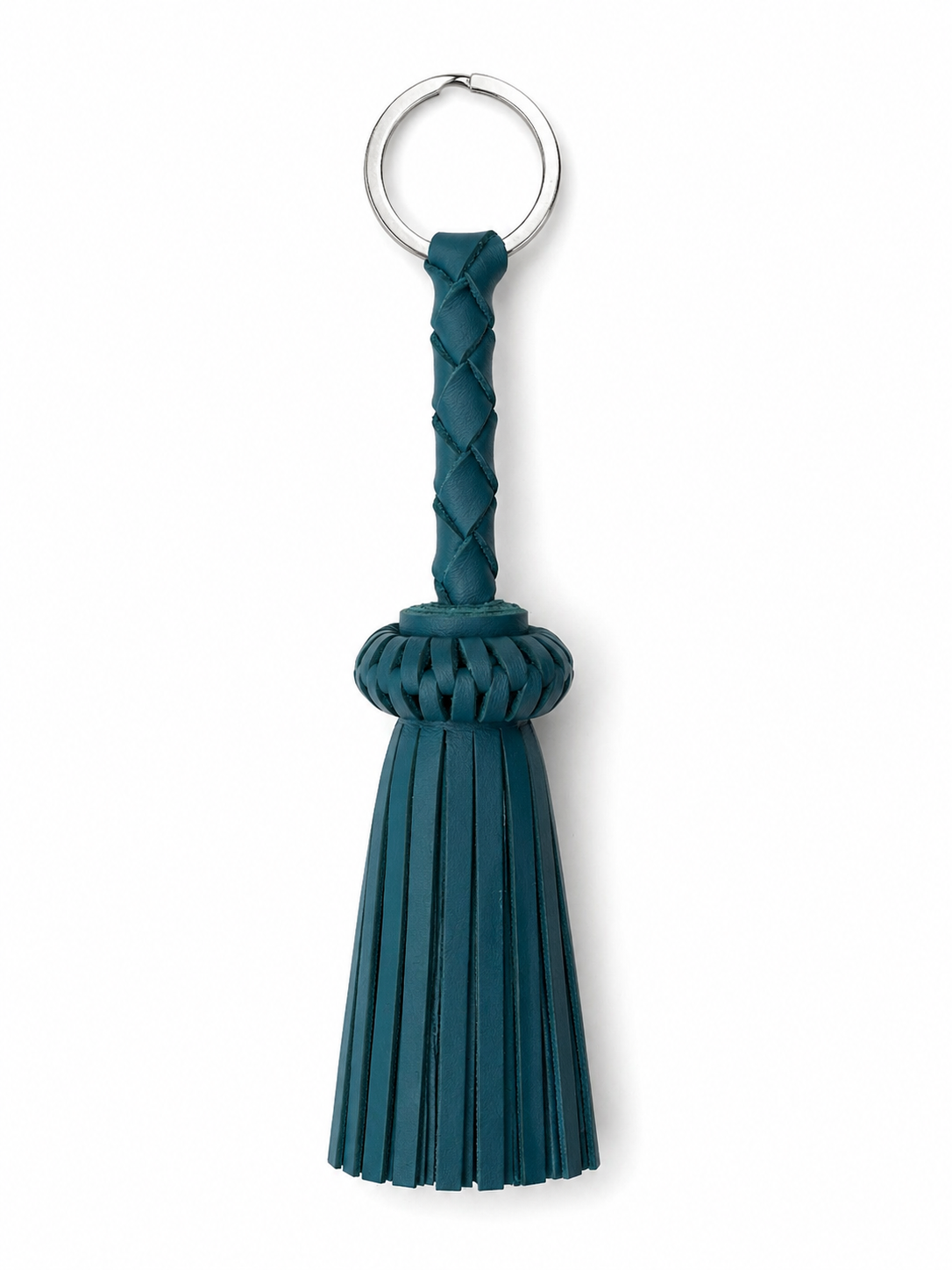 LEATHER TASSEL KEYCHAIN TEAL