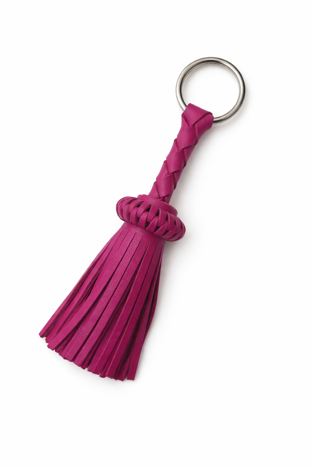 LEATHER TASSEL KEYCHAIN MAGENTA