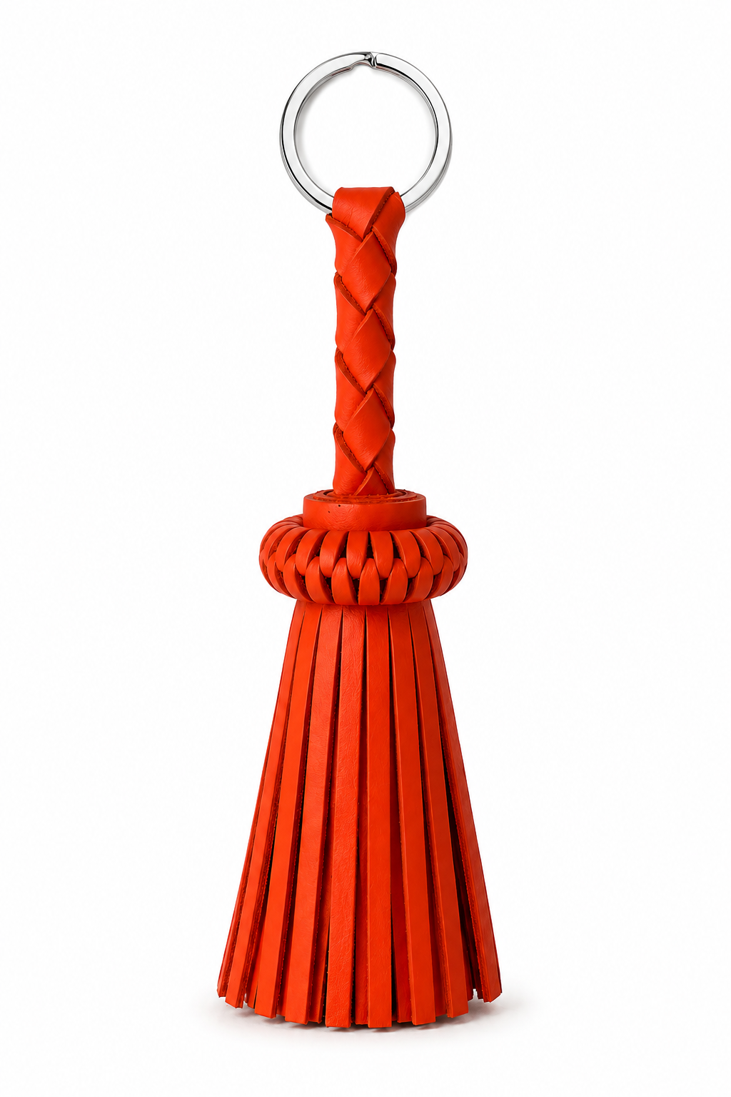 LEATHER TASSEL KEYCHAIN TANGERINE