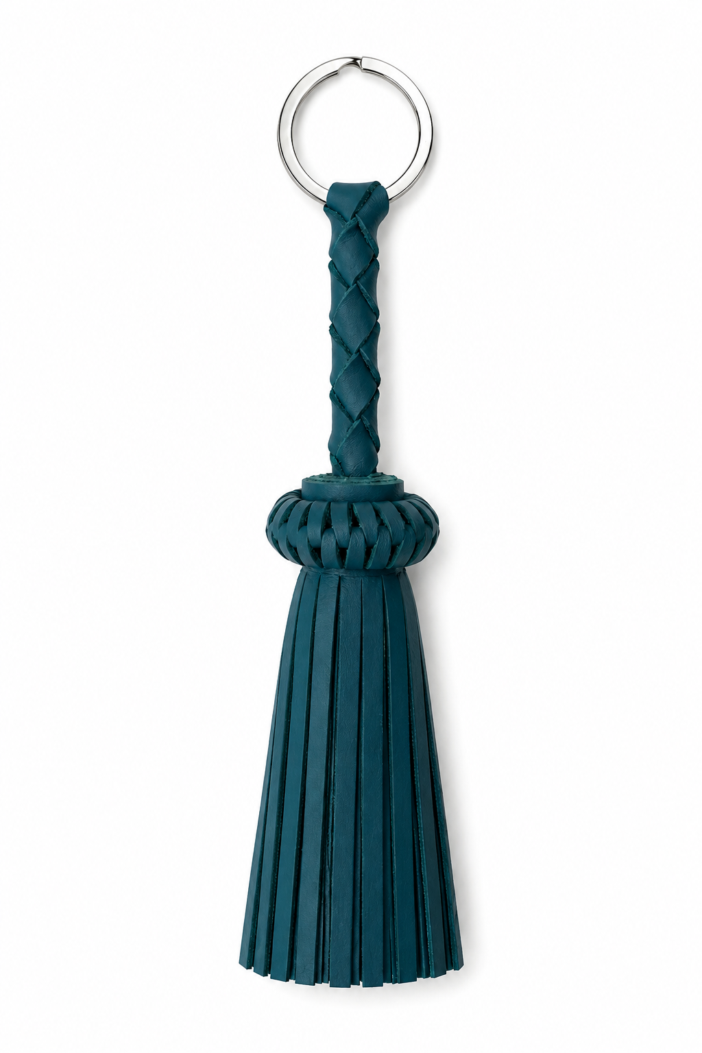LEATHER TASSEL KEYCHAIN TEAL