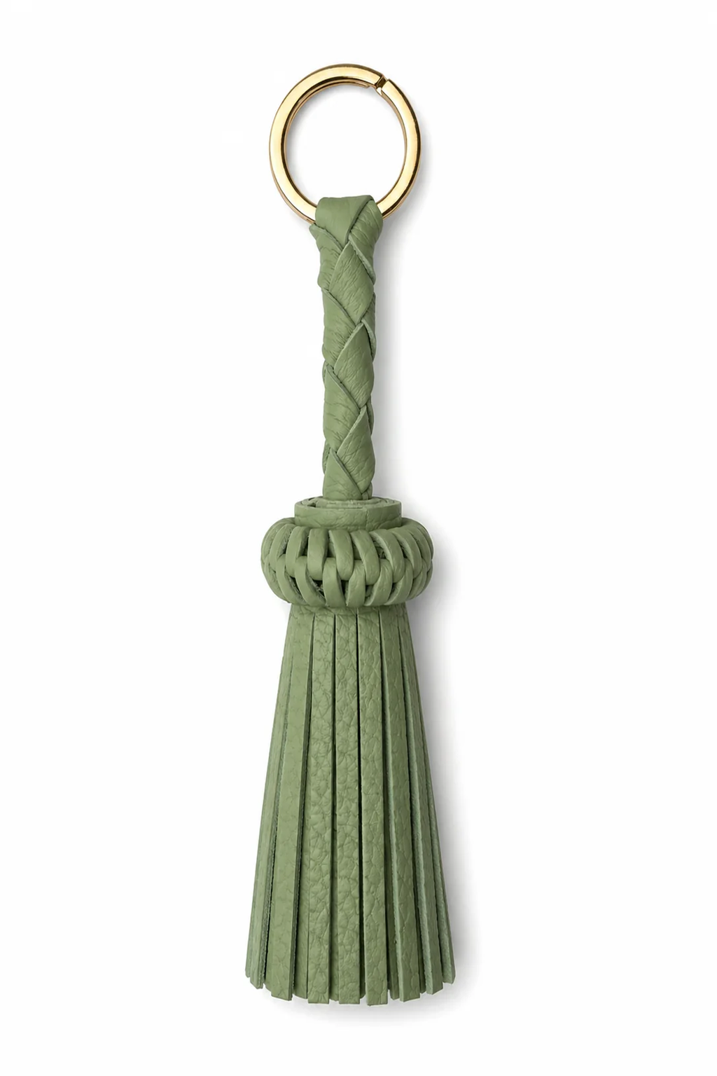 LEATHER TASSEL KEYCHAIN MINT, GOLD